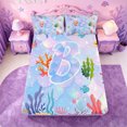 thumbnail image 5 of meiyoeat wave Seaweed Art Bed Sheets,Watercolor Mermaid Monogram B Full Size Sheets,4 Pieces,1 Flat Sheet,1 Fitted Sheet and 2 Pillowcases, 5 of 6