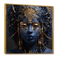 thumbnail image 2 of Designart "Egyptian Tribal Queen in Gold and Blue I" Fashion Framed Wall Art - Glam Gold Woman Egyptian Hallway Framed Wall Art Decor, 2 of 6