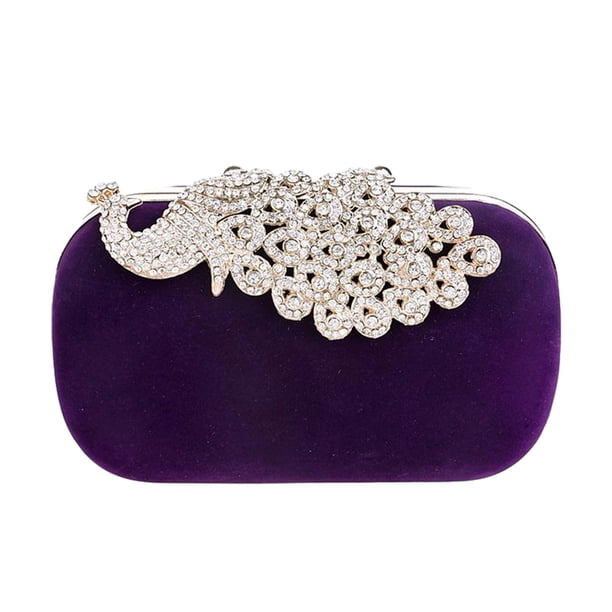 Sonducket Embragues de moda para eventos nocturnos: bolsos de noche funcionales con aspecto glamuroso Bolsas de mensajero y de hombro púrpura pavo real blanco