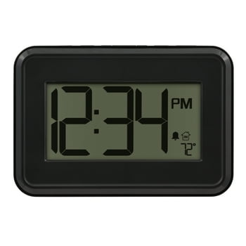 Mainstays 7.15" x 0.85" Digital Black Desk Alarm Clock with Timer, W80000
