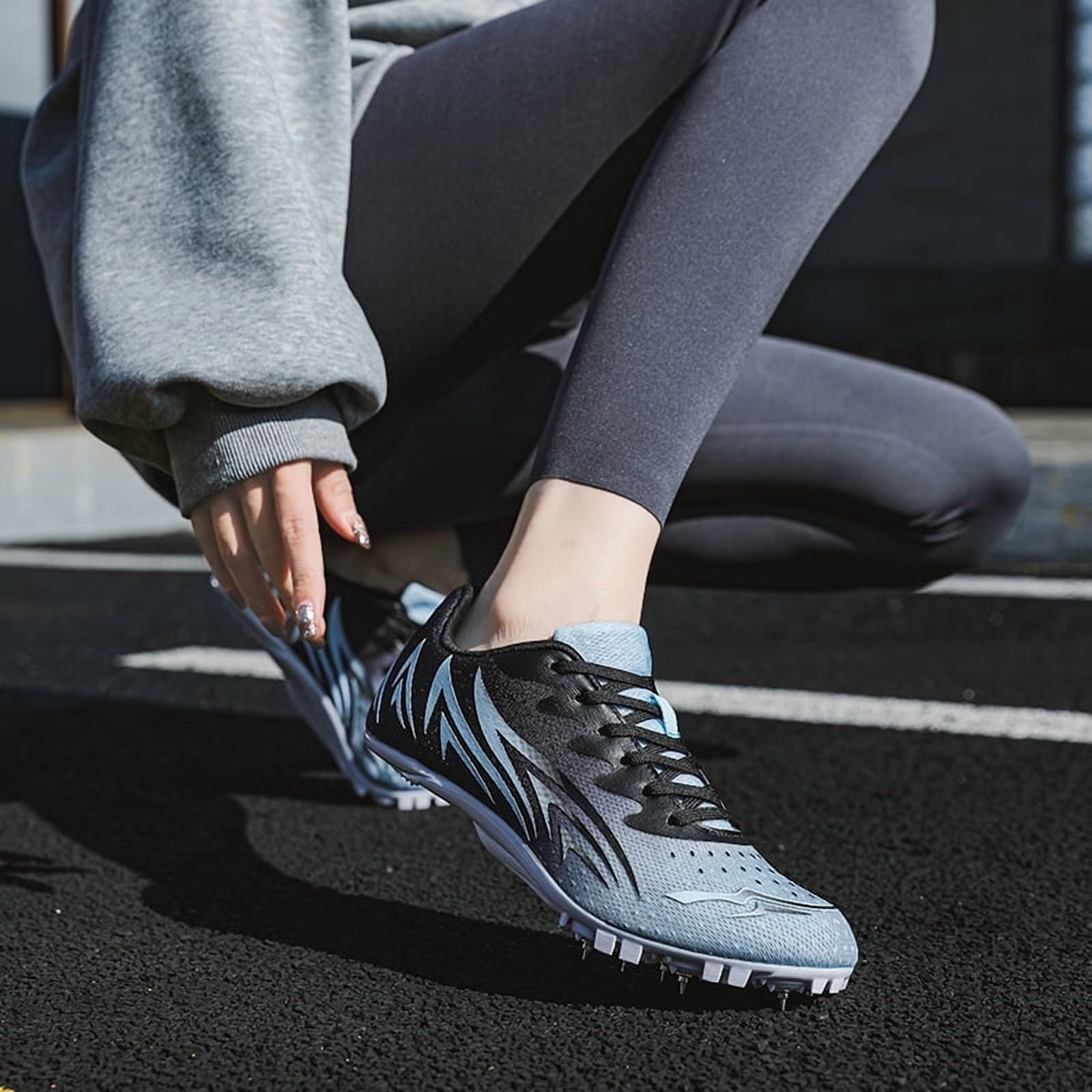 Mens Womens Track and Field Shoes Sprint Sport Sneakers Mesh Breathable Professional Running Nail Spikes Shoes