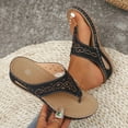 thumbnail image 3 of Xfvqtps Wedge Sandals for Women Flip Flops Arch Support Rhinestone Wave Soft Sole Comfortable Breathable Casual Summer Beach Walking Shoes Black, 3 of 9