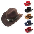 thumbnail image 2 of Wisremt Ethnic Style Western Cowboy Wool Hat Jazz Hat, 2 of 4
