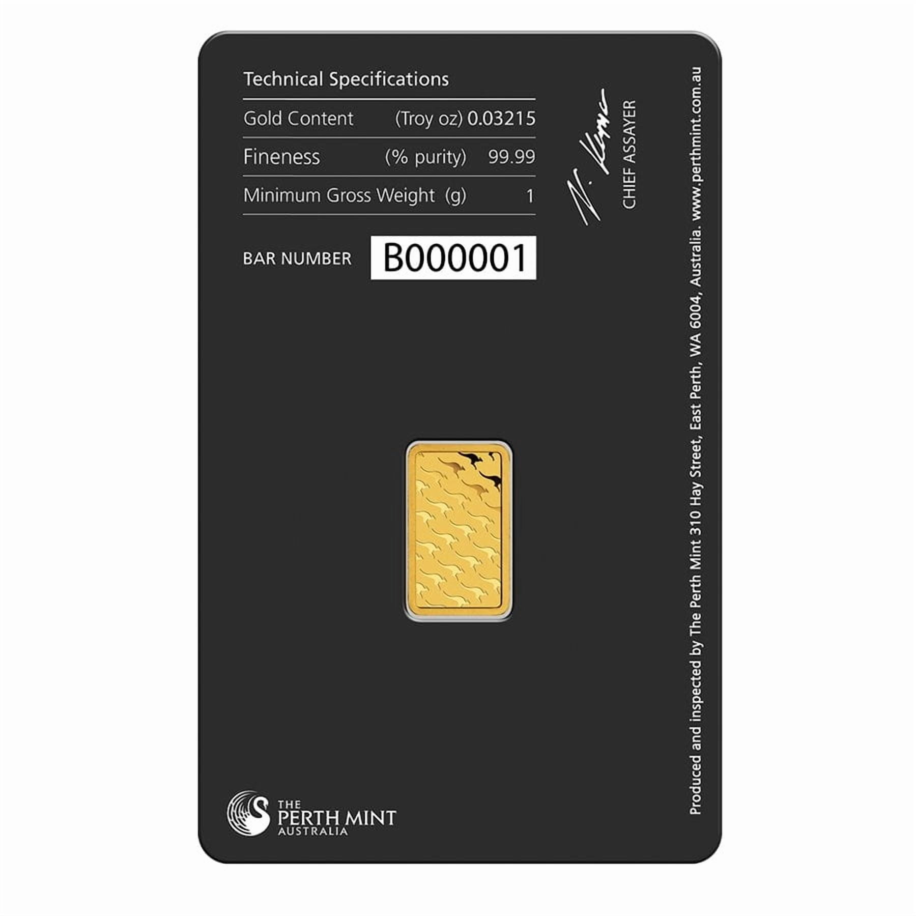 Box of 25 - 1 Gram Perth Mint Gold Bar .9999 Fine (in Assay)