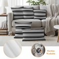 thumbnail image 6 of Black Gray Striped Outdoor Waterproof Pillow Covers, Horizontal Lines Simple Minimalist Decorative Square Throw Pillowcase Sofa Cushion Sham for Patio/Couch/Chair, 20"x20" 2 Pack, 6 of 8