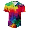 thumbnail image 2 of Mens Printing Button Casual Short Sleeve Round-Neck Blouses Shirts, 2 of 4