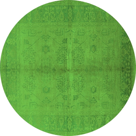 Ahgly Company Indoor Round Oriental Green Industrial Area Rugs, 6' Round