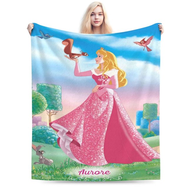 Manta de dibujos animados de La Bella Durmiente, manta de franela polar súper suave y acogedora para picnic para niños, niñas y adultos, mantas de felpa cálidas para sofá, cama, sala de estar, 40 x
