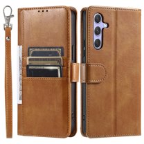 Dteck for Samsung Galaxy A35 Case, Galaxy A35 5G Phone Case Wallet for Women Men with 6 Card Slots, PU Leather Magnetic Flip Wallet Phone Case with Wrist Strap for Samsung Galaxy A35 5G,Brown