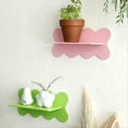 thumbnail image 3 of Estante de Pared de Madera con Forma Ondulada para Almacenamiento, Decoración del Hogar, Color Verde, 3 of 6