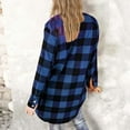 thumbnail image 4 of Plaid Shirt Jackets For Women Lapel Button Down Long Cardigan Casual Stylish Loose Outwear With Flat Pockets (XL, Blue), 4 of 9