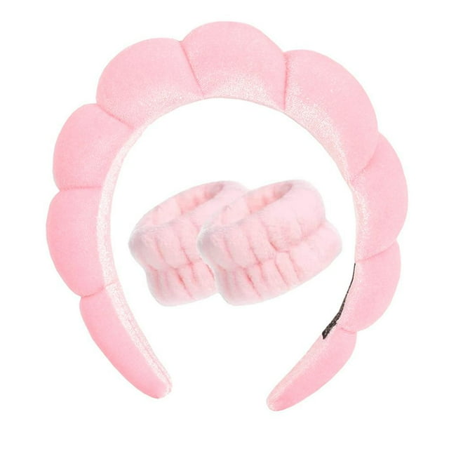 Diadema, toallas de muñeca, juego de muñequeras para lavar la cara, diademas para el cuidado de la piel para mujeres, tela de toalla de rizo, esponja hinchada, diadema facial, bandas para el