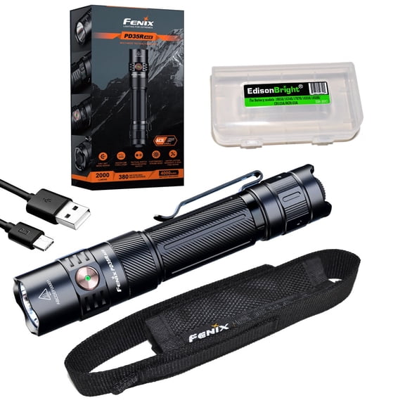 Fenix PD35R ACE 2000 Lumen USB Rechargeable LED Tactical EDC Flashlight with EdisonBright Accessory case