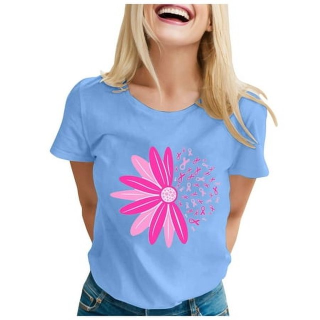 TSADFHJI Hauts Aguichant pour Sortir pour Femmes T-Shirt Imprimé à Manches Courtes Col Rond Haut Blouse TTTG Bleu