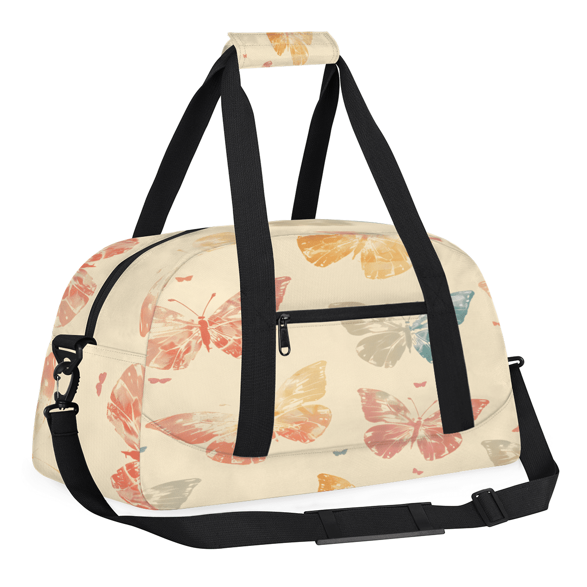 Herdesigns Butterfly Sports Duffle Bag for Women & Men, Butterfly Pattern Gym Bag Dance Bag Overnight Bag Carry On Weekender Travel Bag