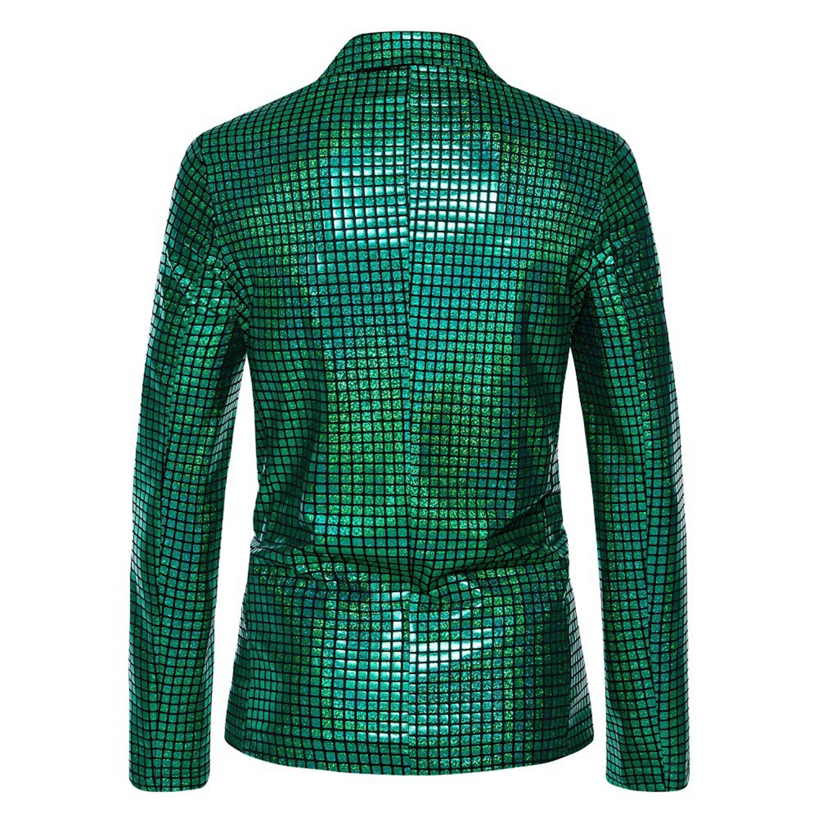 Men's Shiny Blazer Suit Set Sequin Party Wedding Formal Slim Blazer Pants Outfit Two Piece Suit Green XXL