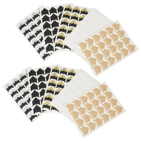 HEMOTON 10 Sheets Self Adhesive Picture Mounting Corner Stickers for Photo Albums Book Edge Protector Photo Mounting Corners