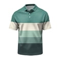 thumbnail image 5 of Havenx Stripes Polo Shirts for Men Short Sleeve 3 Buttons Shirts Collared Fast Dry T-Shirt Athletic Casual Golf Classic Fit Wear,Cyan S, 5 of 6