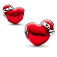thumbnail image 4 of 925 Sterling Silver Christmas Hat Red Heart Charm Bead for Bracelet Charms Bangle Pendant Jewelry, 4 of 4