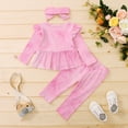 thumbnail image 4 of 18 Months Baby Girls Clothes 24 Months Girls 3PCS Outfits Tie-dye Winter Clothing Set Toddler Girls Long Sleeve Top Pants Headband Set Pink, 4 of 9