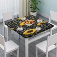 thumbnail image 3 of Black Sunflower Word Pattern Square Fitted Tablecloth with Elastic Edge,Square Table Cover,Washable Elastic Table Cover for Home Kitchen Party Decor 36"x36", 3 of 6