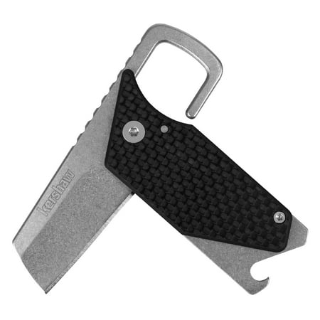 Kershaw Pub Carbon Fiber Multifunction Pocket Knife (4036CFX); 1.6-In 8Cr13MoV Stonewash Blade and Carbon Fiber Handle, Includes Screwdriver Tip, Pry Bar, Key Chain Attachment and Bottle