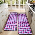 thumbnail image 4 of Kitchen Rugs Sets Of 2,Pink Purple Checkered Pattern Anti Fatigue Kitchen Mat Rugs Non Slip Washable,Decorative Kitchen Floor Mats for Kitchen,Sink,Laundry,17"x47"+17"x47", 4 of 5