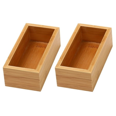 UPC: 0813644028664 | YBM Home Bamboo Drawer Organizer Storage Boxes  3 in. W x 6 in. L x 2 in. H (2-Pack)