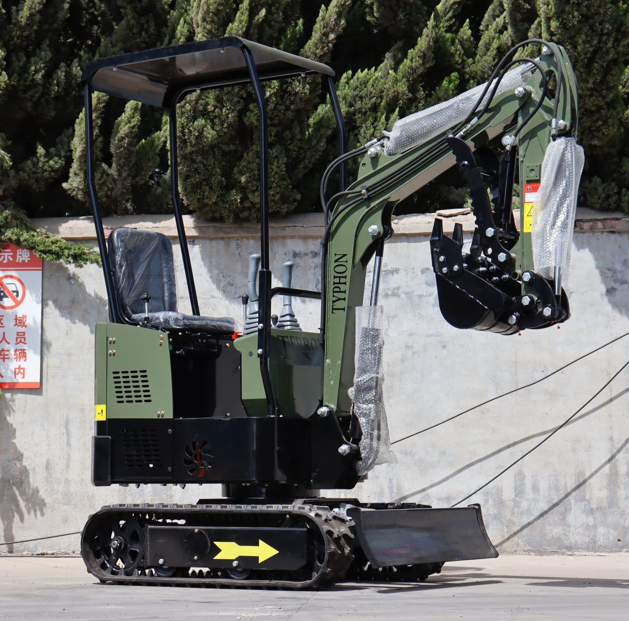 TYPHON TERROR X STORM Mini Excavator Machine – 1 Ton Trench Digger with Canopy, Hydraulic Thumb Clip, Bucket USA