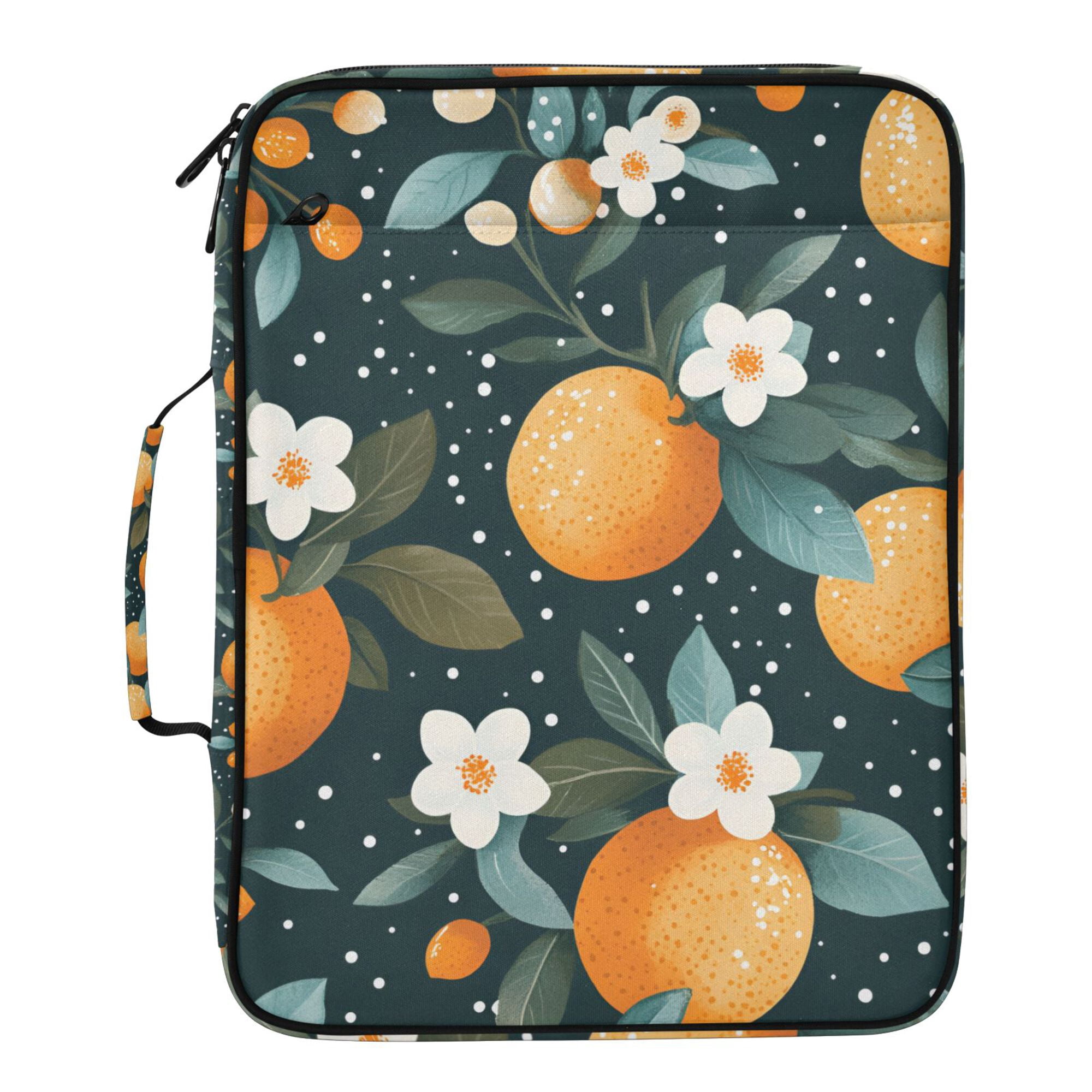 FORMRS Accordion File Folder A4 Size 7-Pocket Expanding Document Organizer Bag with 3 Ring Binder, Green Oranges