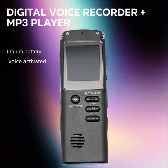 Digital Voice Recorder/MP3 Player With Rechargeable Lithium Battery And 3.5mm Headphone Jack, Compatible With Laptops
