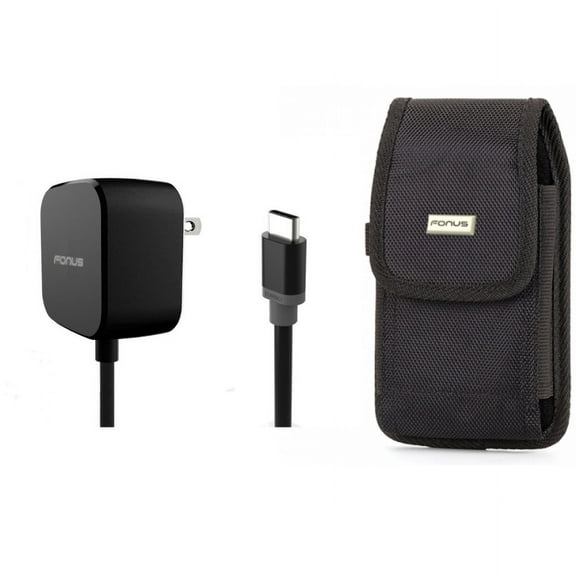 Case Belt Clip & Fast Home Charger for iPhone 15 Pro Max - Swivel Holster Rugged Cover and 15W 5ft Long Type-C Turbo Charge A3Z for iPhone 15 Pro Max (6.7")