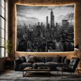 thumbnail image 6 of Spired Tower Above City Buildings with Light Rays, Dramatic Minimalist for Cityscape Fans, Urban Wall Art, Housewarming Gift, Tapestry Wall Hanging for Bedroom and Living Room, 6 of 7