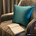 thumbnail image 2 of The HomeCentric Decorative Throw Pillow Cases Turquoise Pack of 2, 12"x12" (30x30 cm) Satin Solid Cushion Covers For Sofa, Solid Modern Style - Turquoise Slub Satin, 2 of 10