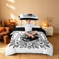 thumbnail image 3 of Homewish Halloween Skeleton Twin Duvet Cover, Black Cat Twin Bedding, Black White Gray, Black Reversible 2pcs, 1 Duvet Cover and 1 Pillowcase, 3 of 7