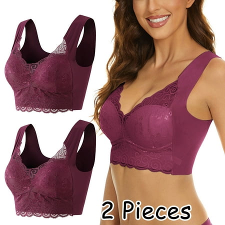 

Bras For Women No Underwire 2 Pieces Lace Bra Plus Size Bra Women Underwear Bralette Crop Top Female Bra Large Tube Top Female Push Up Brassiere Laced Bra