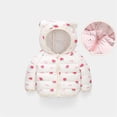 thumbnail image 4 of Mercatoo Winter Coat Toddler Baby Girl Boy Strawberry Print Bear Hood Puffer Jacket Light Zip Up Down Padded Jacket Coat, 4 of 4