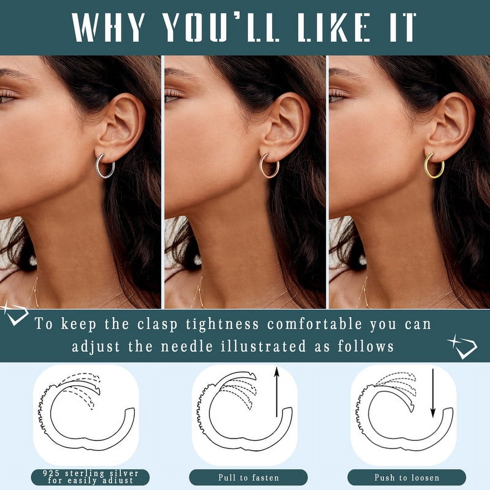 Beautlace 14k Rose Gold over 925 Sterling Silver Hoop Earrings for Women, 5A Cubic Zirconia 24mm Earrings Hoops Earrings Christmas Birthday Jewelry Gift for Her