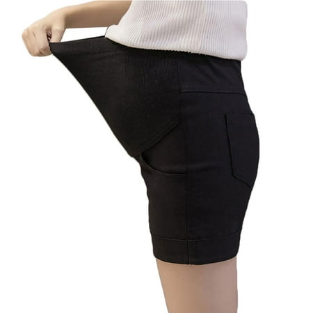 

FaLX Summer Solid Color Pregnant Women Maternity Shorts Stretchy Abdominal Pants