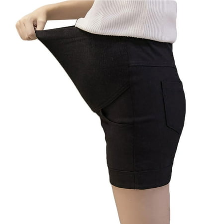 

Realyc Summer Solid Color Pregnant Women Maternity Shorts Stretchy Abdominal Pants
