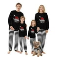 thumbnail image 2 of Burkashear Christmas Pajamas for Family Long Sleeve Santa Hat Print Tops and Stripes Pants Set Holiday Sleepwear, 2 of 3