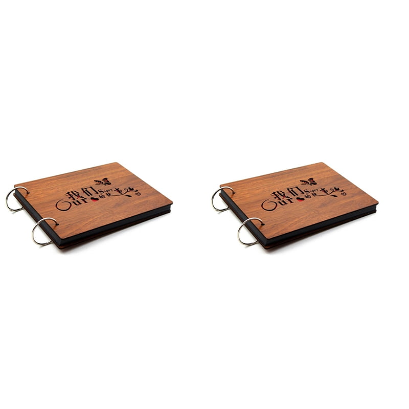 2X DIY Photo Album Wood Cover Anniversary Scrapbook 8 x 6 Inches Self