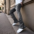 thumbnail image 4 of Men's Flared Jeans Slim Fit Bell Bottom Denim Pants Stretch Straight Leg Baggy Jeans Casual Summer Zipper Hem Denim Trousers, 4 of 7