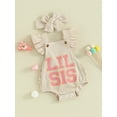 thumbnail image 3 of Bslissey Baby Girls Summer Romper Fly Sleeve Embroidery Letter Jumpsuit Newborn Infant Cute Casual Bodysuit with Bow Headband 3M 6M 12M 18M, 3 of 9