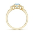 thumbnail image 2 of ANGARA Natural 1 ct Aquamarine Split Shank Ring with Trio Diamonds in 14K Yellow Gold for Women (Size-8x6mm) | March Birthstone, Anniversary, Jewelry Gift for Women | Natural Aquamarine Ring, 2 of 9