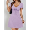 thumbnail image 6 of Women'S Short Sleeves Drawstring Front Ruched Short Dress V Neck A Line Tshirt Dresses Light XS, 6 of 9
