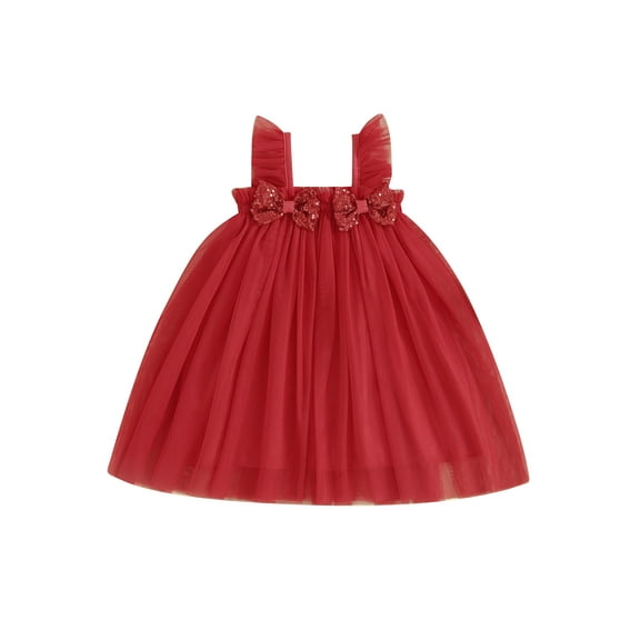 Bagilaanoe Baby Girl Party Dress Toddler Sequin Sleeveless A-line Princess Dresses 6M 12M 18M 24M 3T 4T Kid Tulle Skirt