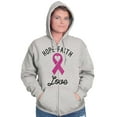 thumbnail image 4 of Hope Faith love Breast Cancer Ribbon Zip Hoodie Sweatshirt Women Brisco Brands L, 4 of 6