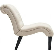 Andeworld Upholstered Accent Chair for Bedroom Living Room Chairs Lounge Chair with Wood Legs Cream Fabric