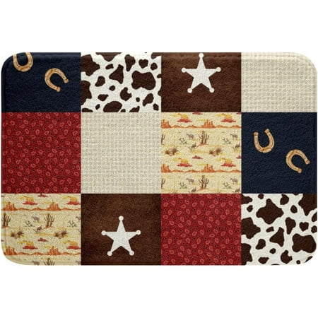 

Farmhouse Grid Bath Mats Milk Cow Printed Bathroom Mats Rugs Cowboy Printed Rug Carpets Floor Mat Bathroom Decorationsches for Kitchen Bedroom Door Mat 24x16 Inch